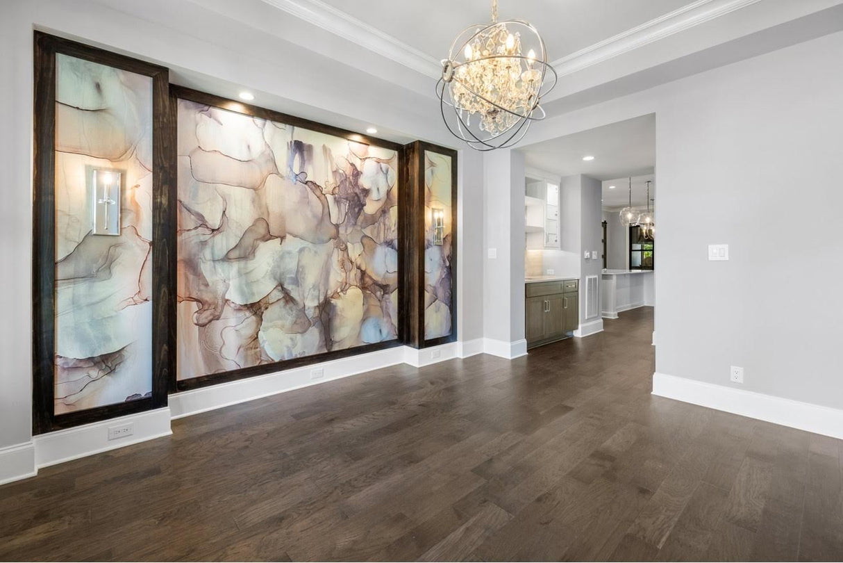 vivian ferne wallpaper, dining room wallpaper, wallpaper dining room, dining room chandelier