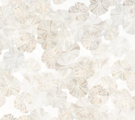 This is the original large pattern interior wallpaper design created by famous abstract artist, Fran Maass Katz. This stunning floral wallpaper design is a sophisticated combination of beige tones, stone textures and patterns. The design is a great addition to bathroom decor, coastal vacation properties, airbnbs and spas. The wallpaper design is available in prepasted or peel and stick materials.