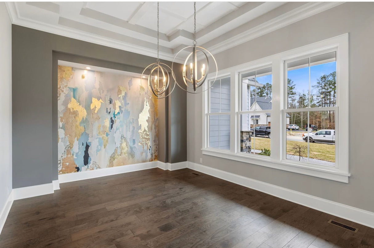 "Emily" Wallpaper | Blue, Cream, Gray Design | Oversized Wall Mural By Vivian Ferne
