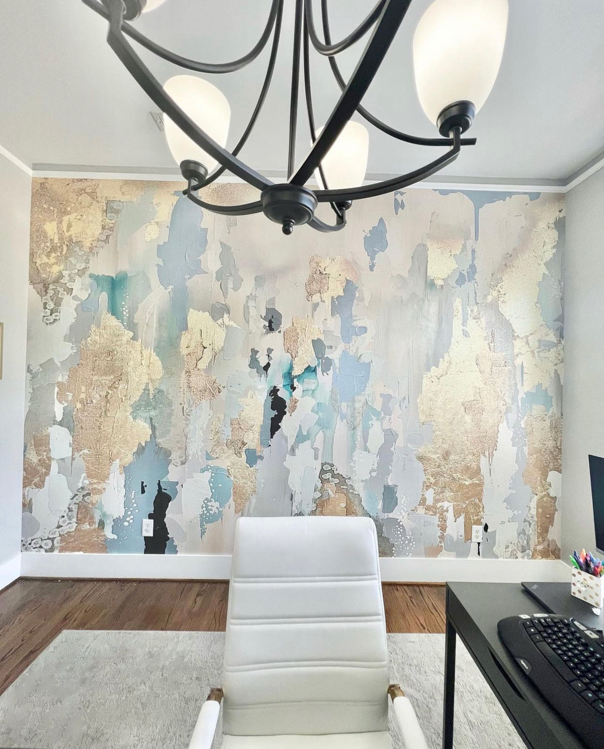 "Emily" Wallpaper | Blue, Cream, Gray Design | Oversized Wall Mural By Vivian Ferne