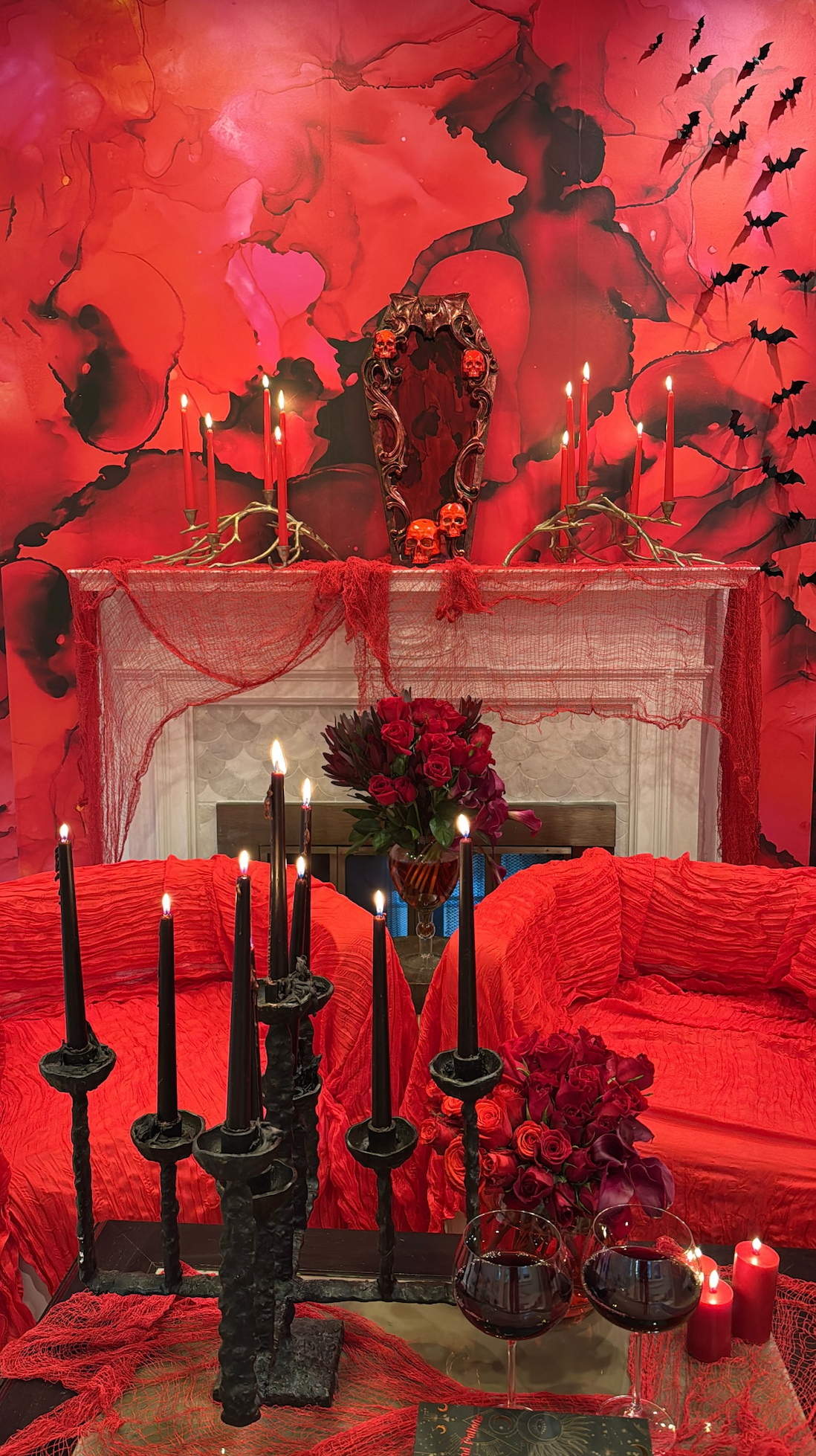 "Cranberry Fizz" Wallpaper Wall Mural by Vivian Ferne