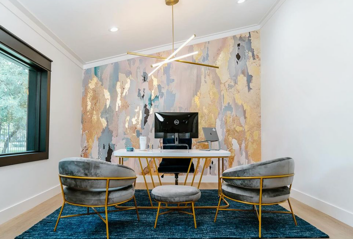 "Emily" Wallpaper | Blue, Cream, Gray Design | Oversized Wall Mural By Vivian Ferne