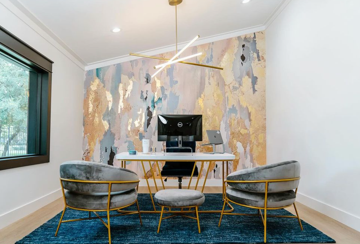 "Emily" Wallpaper | Blue, Cream, Gray Design | Oversized Wall Mural By Vivian Ferne
