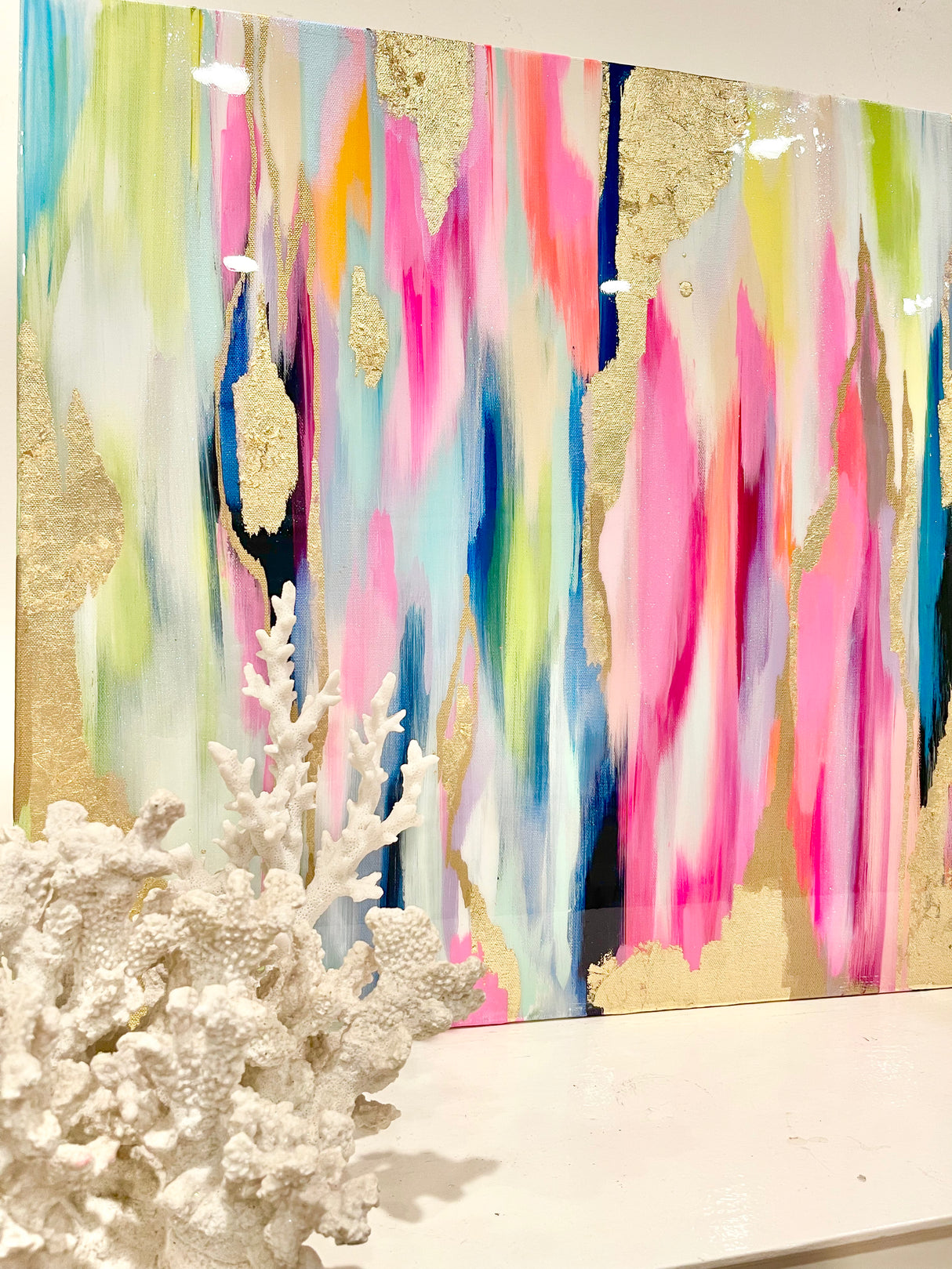 Original  Painting! “Feather” Canvas 24" Tall x 36" wide covered in high gloss resin (Copy)