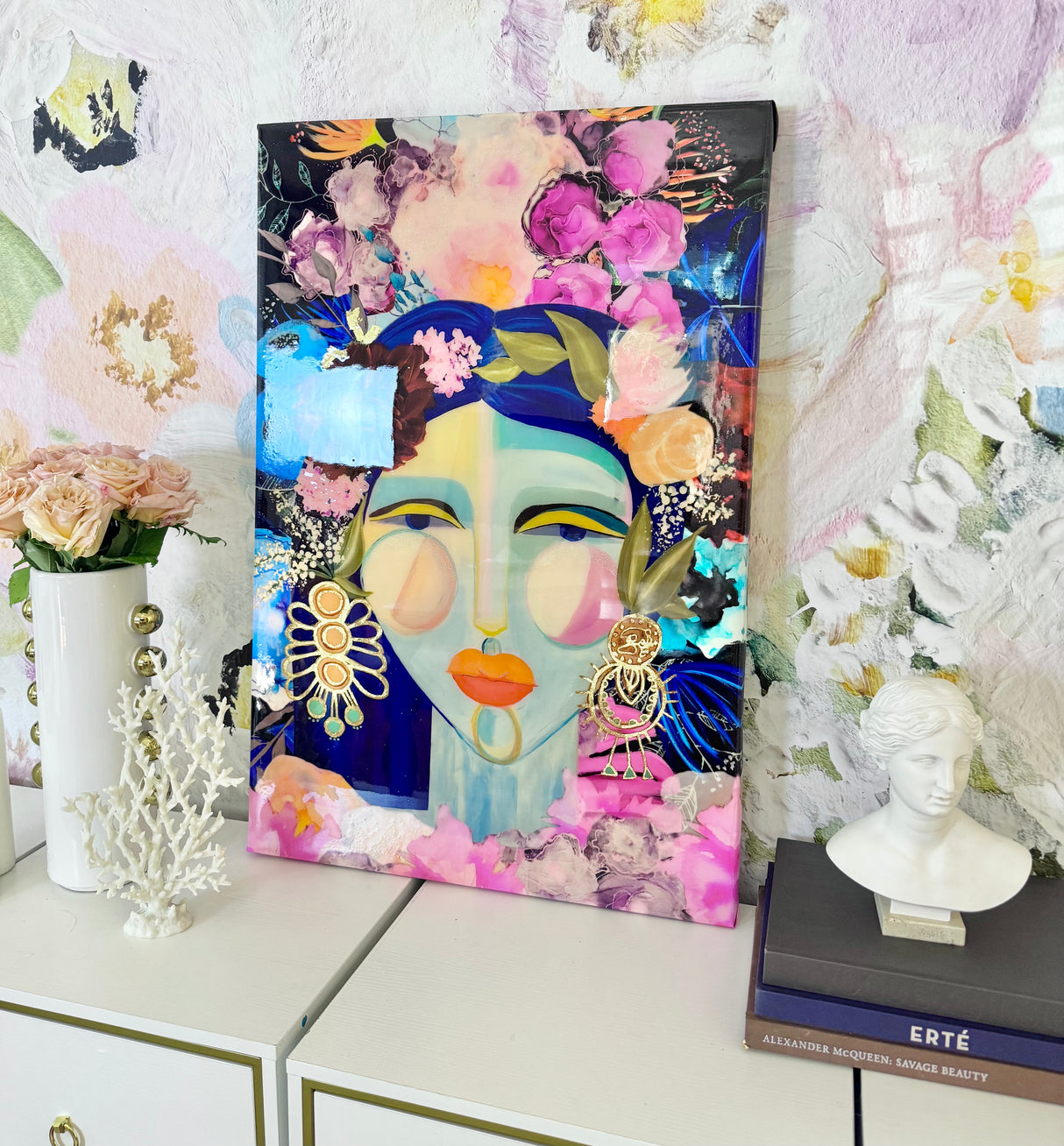 Embellished gallery quality canvas print 24" Tall x 36" wide covered in high gloss resin