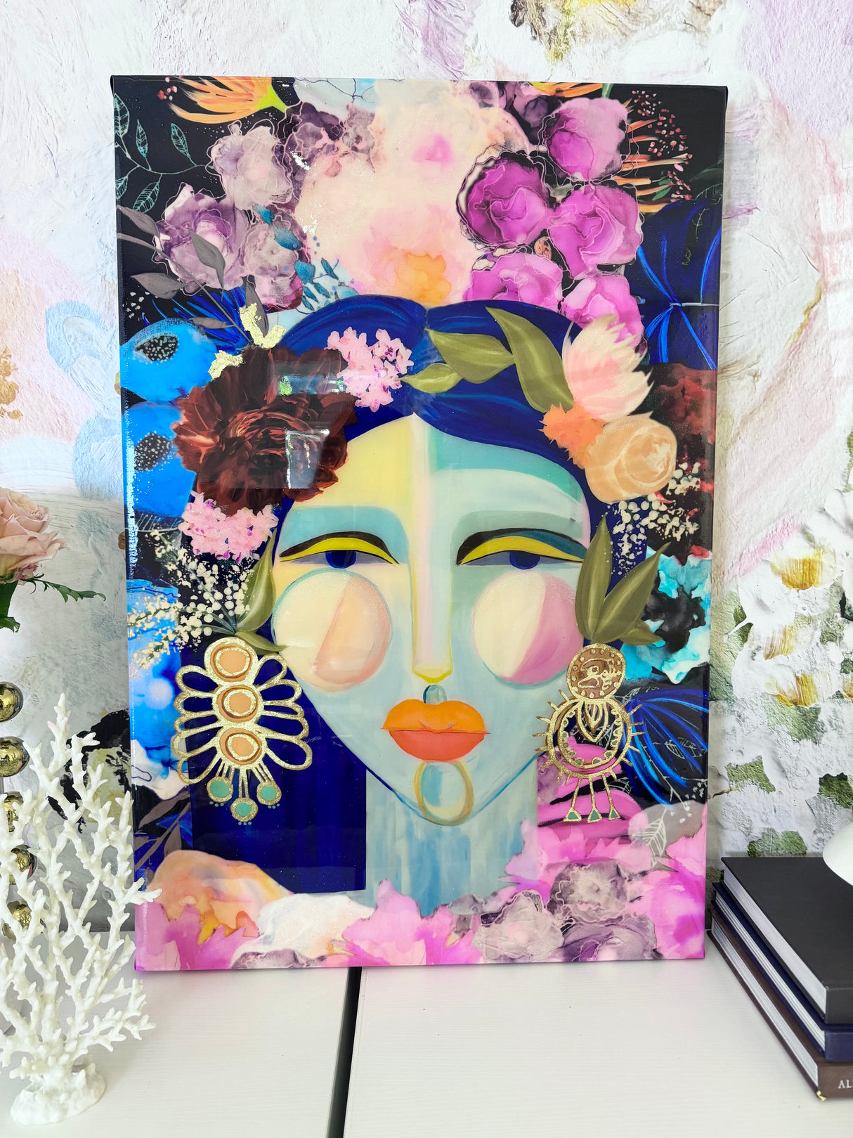 Embellished gallery quality canvas print 24" Tall x 36" wide covered in high gloss resin