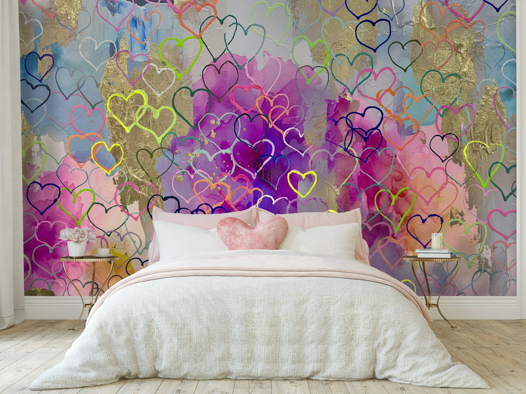 Clearance "Heart Flutter II" Oversized Wall Mural 9' Tall x 10' Wide Prepasted