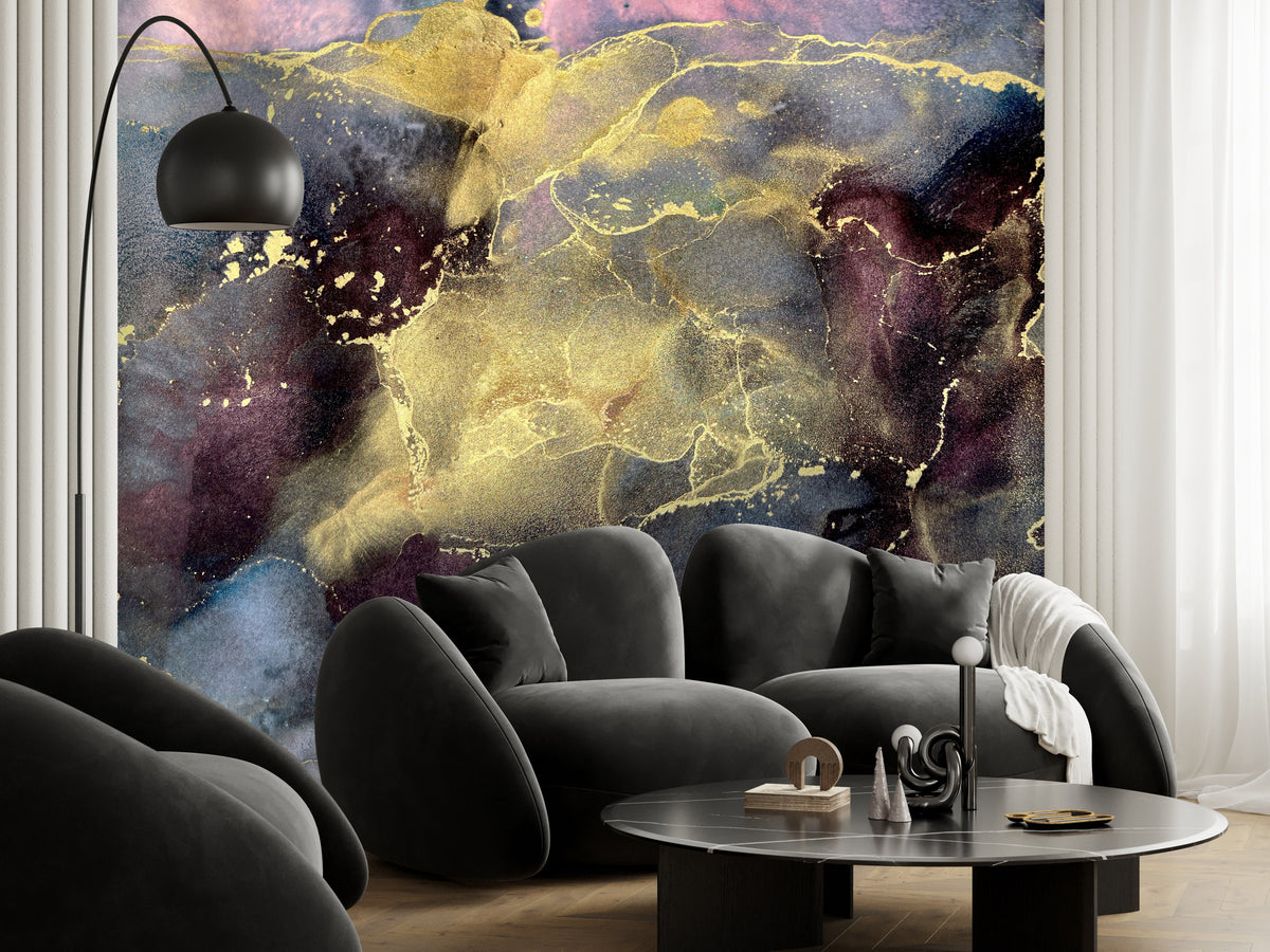 Custom Wallpaper - "Midnight" - 5' 6" Tall x 6' 6" Wide - French Luxe