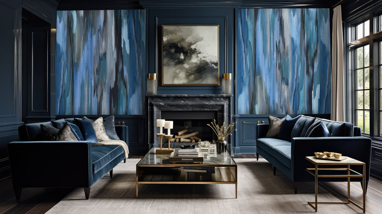 "Navy Haze" VIvian Ferne Wallpaper Wall Mural