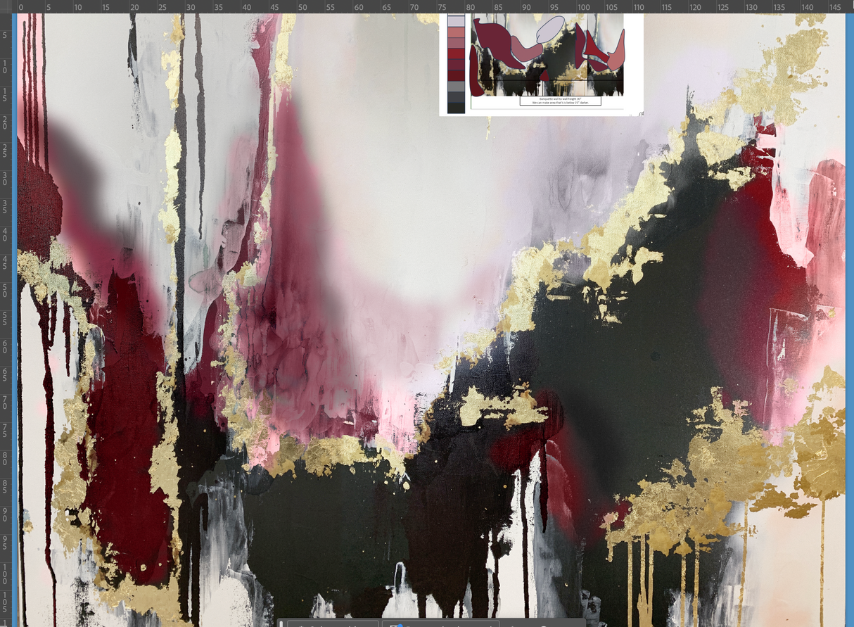 Custom "Speakeasy" Wallpaper adding shades of burgundy as specified in proof 105" tall x 160" wide