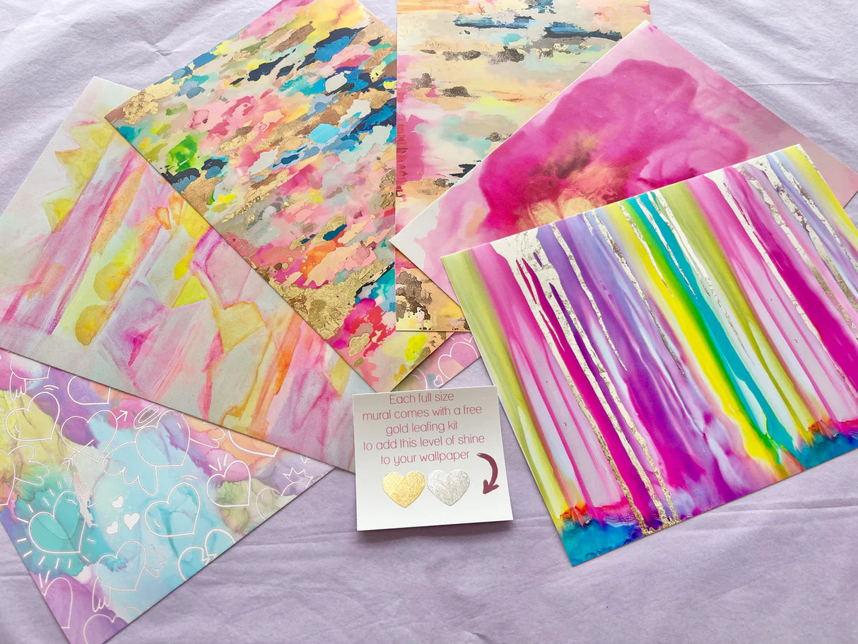 "Cotton Candy Repeat" Wallpaper 27 panels 8' tall x 24" wide and 2 panels 10' tall 24" wide Prepasted