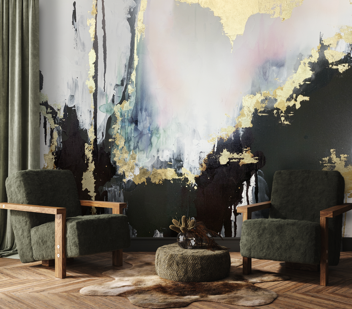 Custom Wallpaper - "Speakeasy" - 5' 6" Tall x 6' 6" Wide - French Luxe