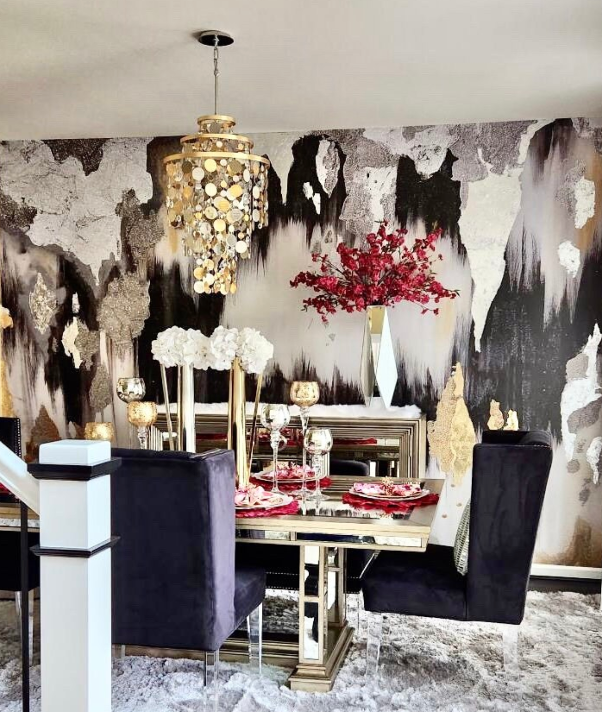 "Black Geode" Oversized Wall Mural
