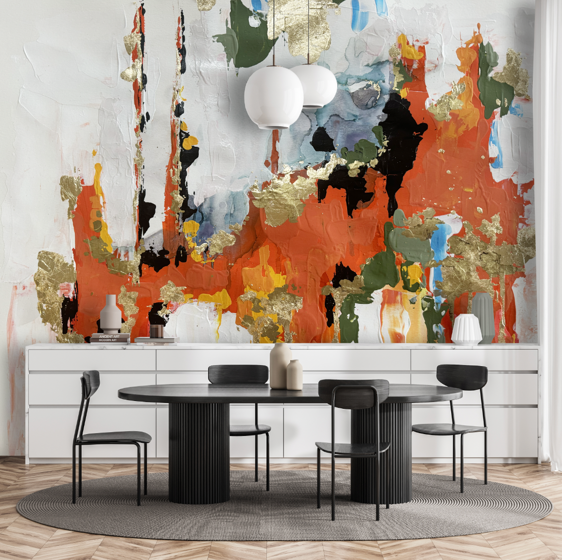 Custom "Speakeasy" Wallpaper With Burnt Orange 89.5" tall x 151.5" wide