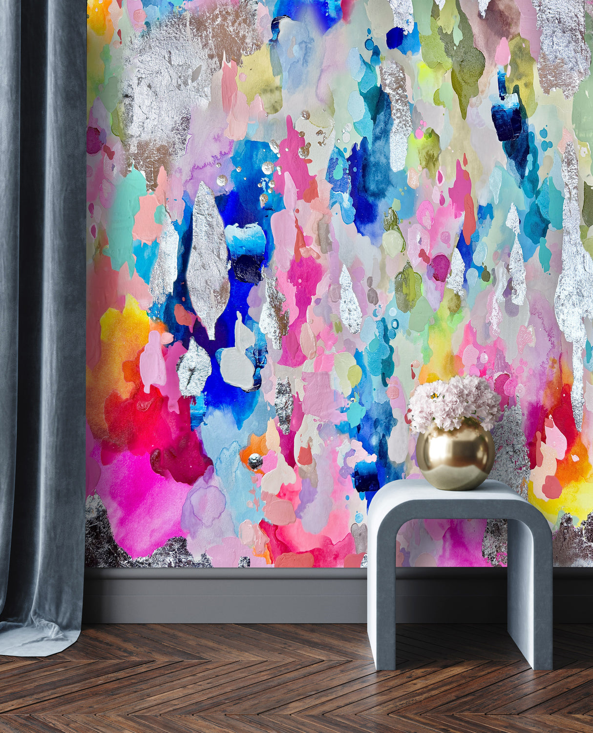 "Silver Sprinkles" Oversized Wall Mural