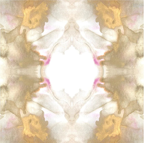 This design is a large pattern interior wallpaper design by famous interior designer Vivian Ferne. The gold, beige textures with a splash of pink creates delicate and luxurious design. This design is available in prepasted, peel and stick and french luxe materials.