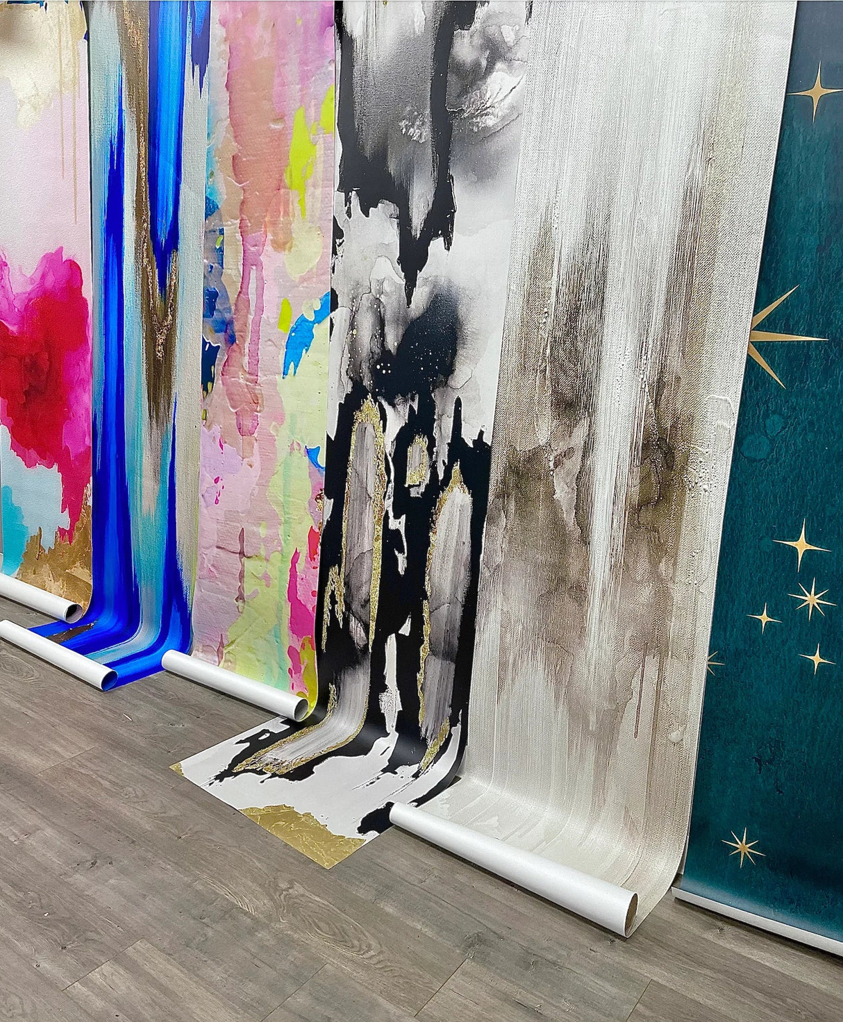 "Cotton Candy Repeat" Wallpaper 27 panels 8' tall x 24" wide and 2 panels 10' tall 24" wide Prepasted