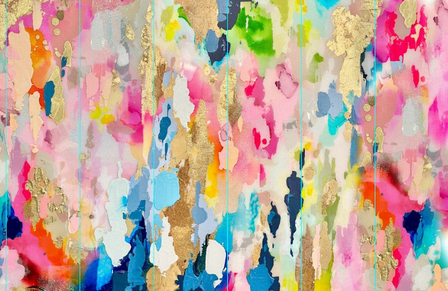 Custom "Sprinkles" Oversized Wall Mural 112" x 172" with more pink and blue as per product photo