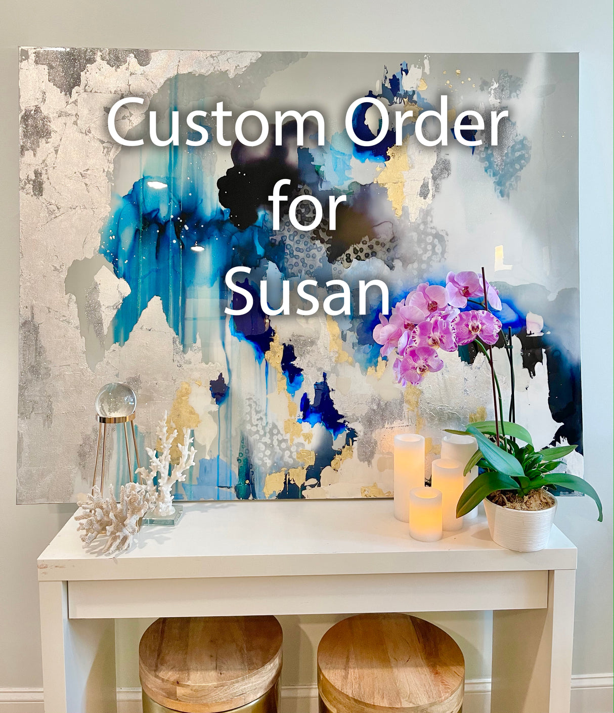 Custom "Blue and Gray" Oversized Wallpaper Wall Mural 8' tall x 21' wide