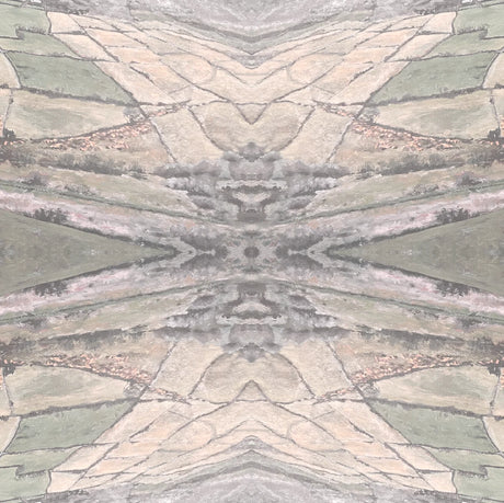 Large pattern repeating wallpaper design featuring beiges, greens and yellows. This theme is inspired by the stunning pastures of Ireland.