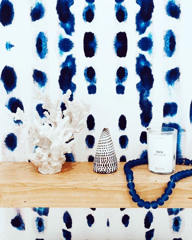 summer of diane power room accent wall