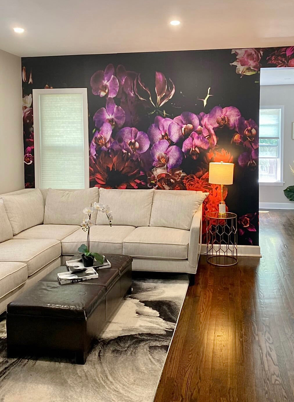Custom "Black Dahlia" Oversized Wall Mural 12' tall x 10' wide Peel & Stick