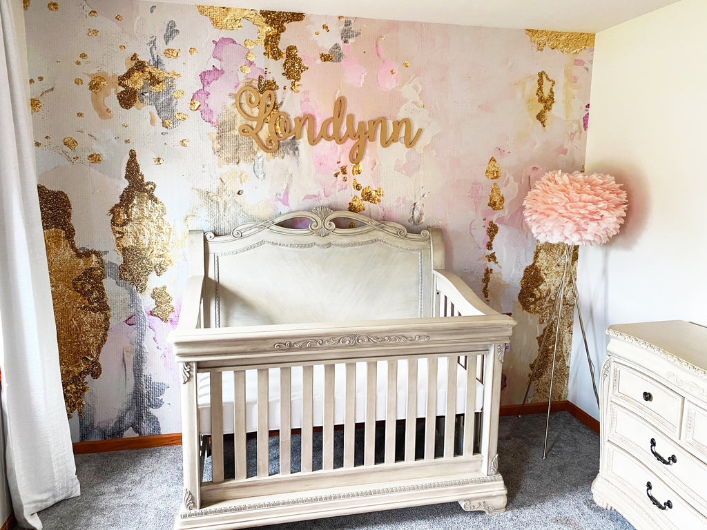 Vivian Ferne | Mimosa Wallpaper | Cozy Pink Theme Nursery Idea