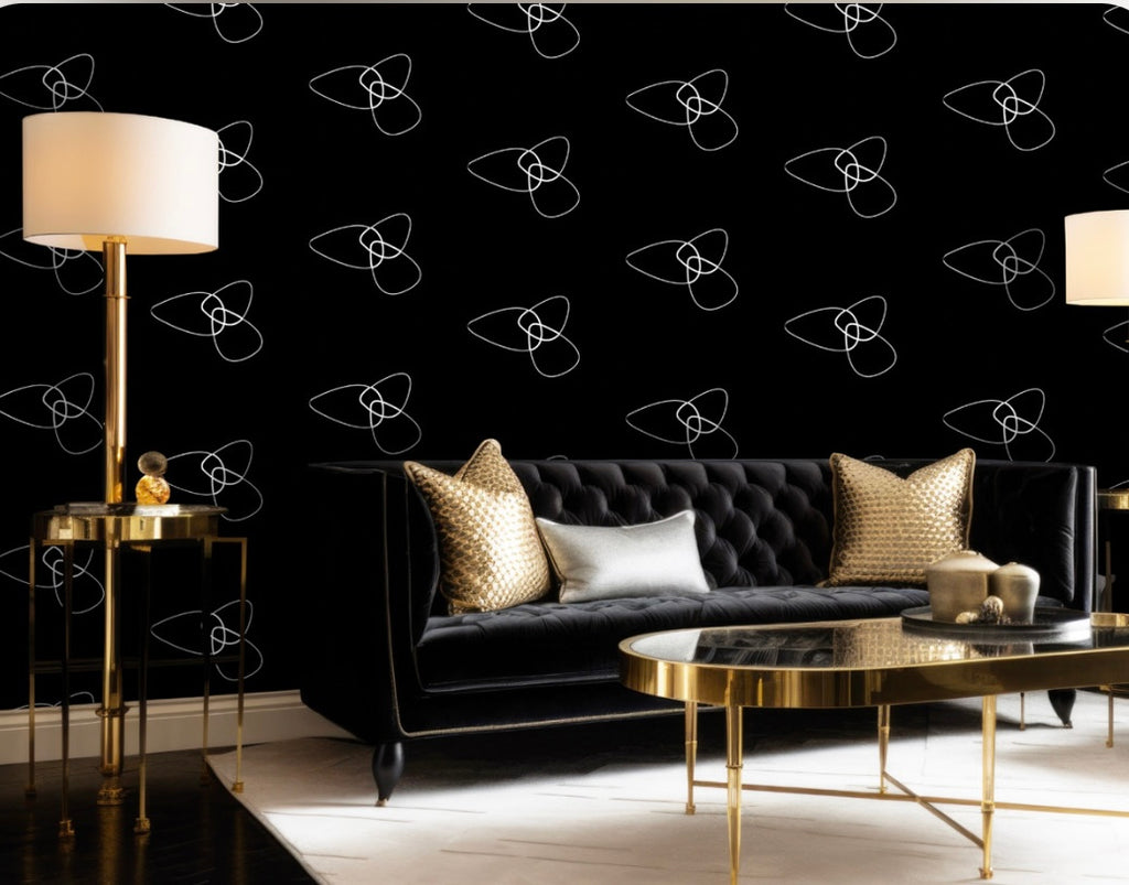 Custom Logo wallpaper (Slightly bolder lines than pictured) 146" wide x 93" tall French Luxe