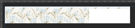 Custom "Blue and Cream Magnolia" Oversized Wall Mural 55" tall x 406" wide with header of 7.25" tall 133" from right side of design