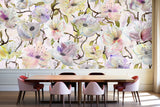 FloralWallpaper, large floral wallpaper, vivian ferne wallpaper mural, abstract floral painting, vivian ferne reviews, dining room wallpaper