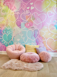 Vivian Ferne Oversized Wall Mural, Wallpaper, Kids Wallpaper, Vibrant Wallpaper, Vibrant Wall Mural, Kids Wall Mural, Kids Wall Art, Nursery Wallpaper, Kids Bedroom Wallpaper, Kids Room Wallpaper, Bedroom Wallpaper, Bathroom Wallpaper, Teen Wallpaper, Teen Bedroom, Abstract Wallpaper, Pastel Hearts, Heart Decal, Teen Desk