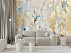 Custom “Emily" Wallpaper | Blue, Cream, Gray Design | 10’ tall x 135” wide peel & stick