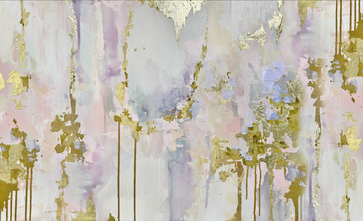 Float wall mural, Vivian Ferne wall mural, gold and lavender wall mural, blush and gold wall mural