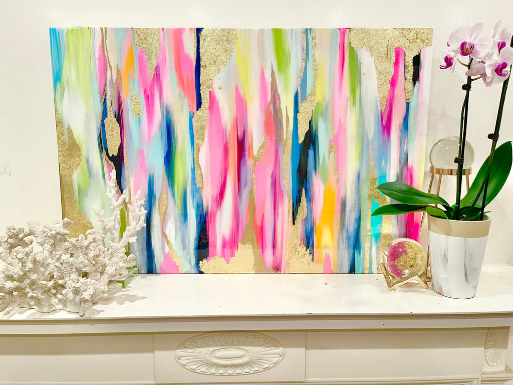 Original  Painting! “Feather” Canvas 24" Tall x 36" wide covered in high gloss resin (Copy)