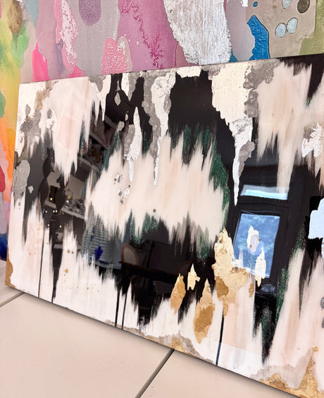 Original  Painting “Black Geode” Canvas 24" Tall x 36" wide covered in high gloss resin