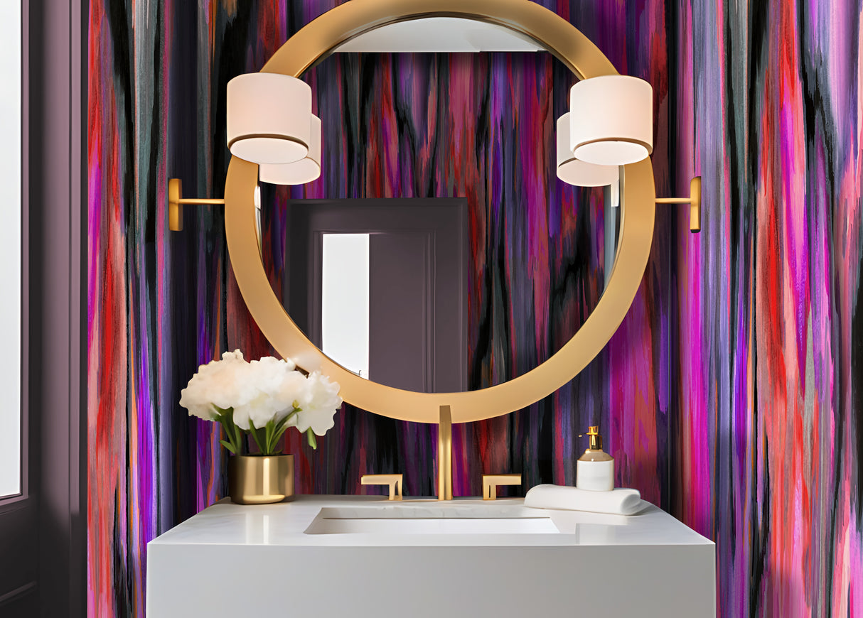 "Glamour" Wallpaper | Purple, magenta, Black Design | Oversized Wall Mural By Vivian Ferne |