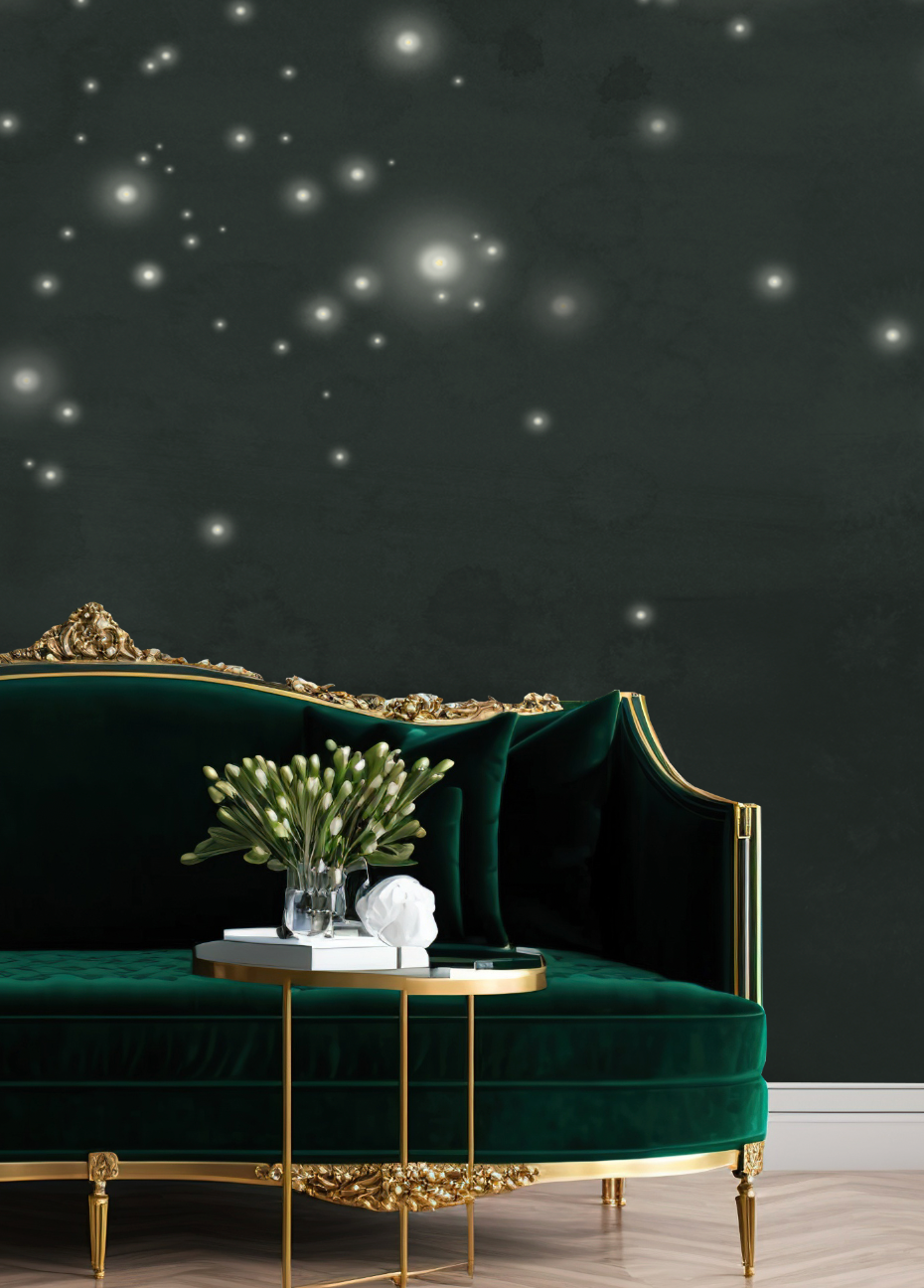 "Forest Green Glimmer" Wallpaper Wall Mural By Vivian Ferne