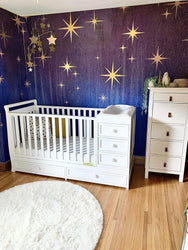 Kids "Deep Navy Starburst" Vivian Ferne Wallpaper Wall Mural