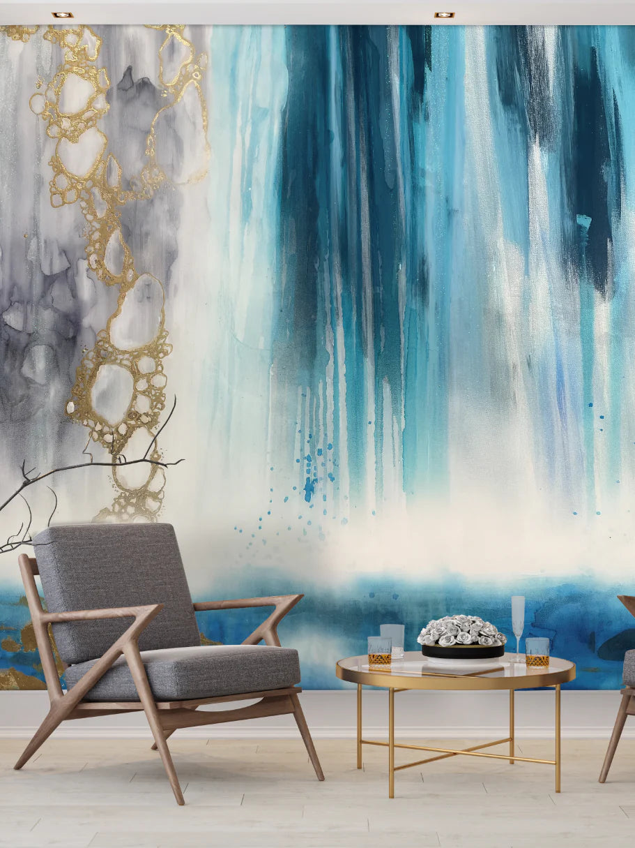 Waterfall Hotel Wallpaper, Luxury Abstract Wall Decor