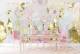 Vivian Ferne abstract pink wall mural for sale with real gold