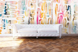 Custom Wallpaper - "Rainbow Brush Strokes" - 4' Tall x 10' Wide - Peel & Stick