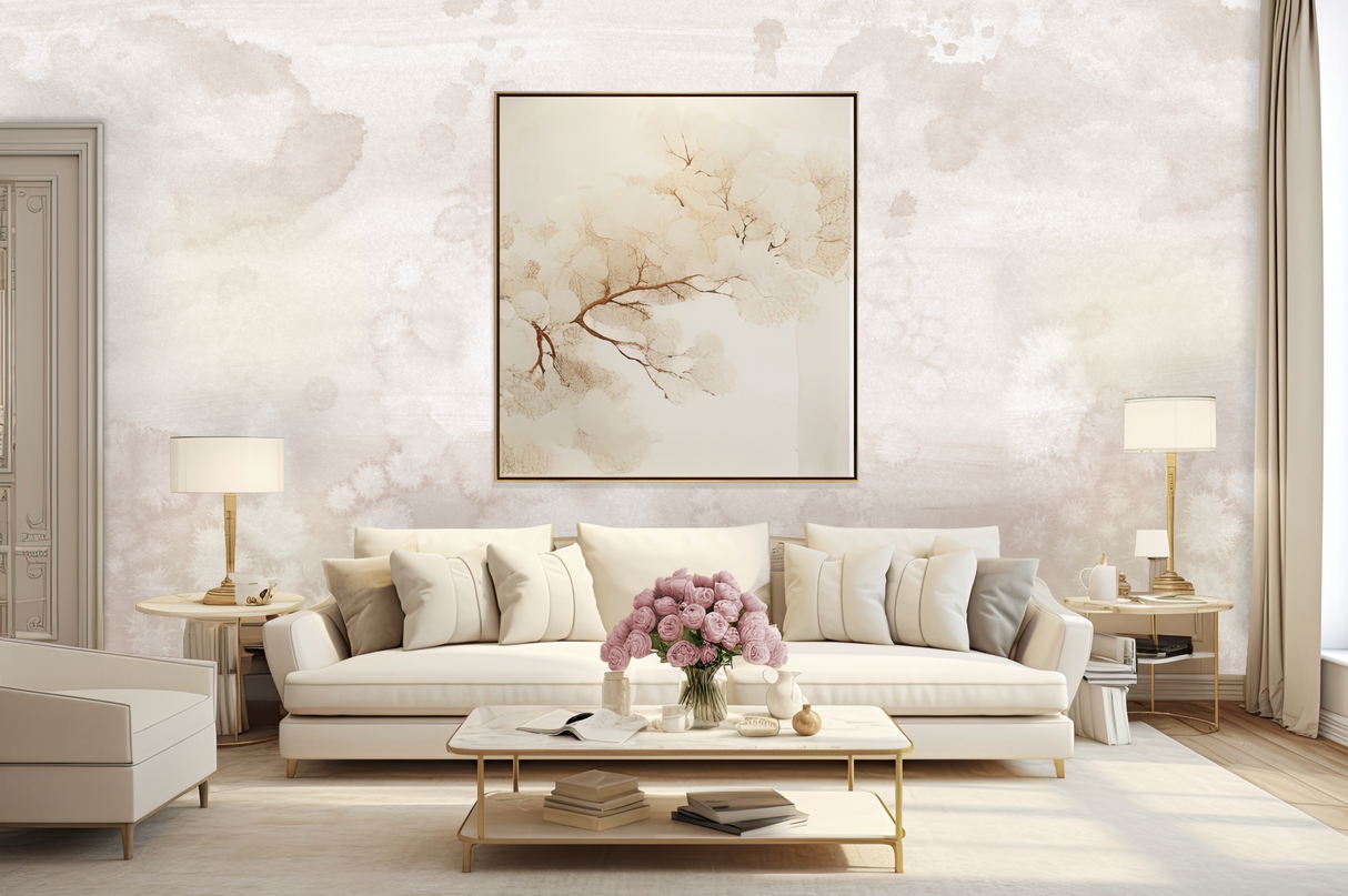 "Beige Splash" Wallpaper Wall Mural by Vivian Ferne