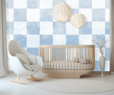 Kids "Blue Checkers" Vivian Ferne Wallpaper Wall Mural