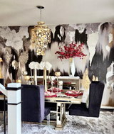 Custom "Black Geode" Oversized Wall Mural 85” tall x 280” wide Peel & Stick with extra gold leaf