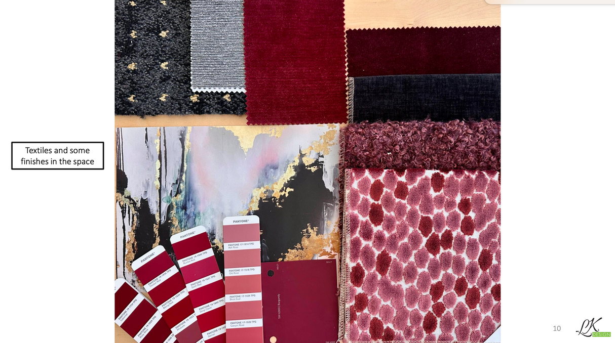 Design Proof "Speakeasy" Wallpaper adding shades of burgundy as specified in diagram