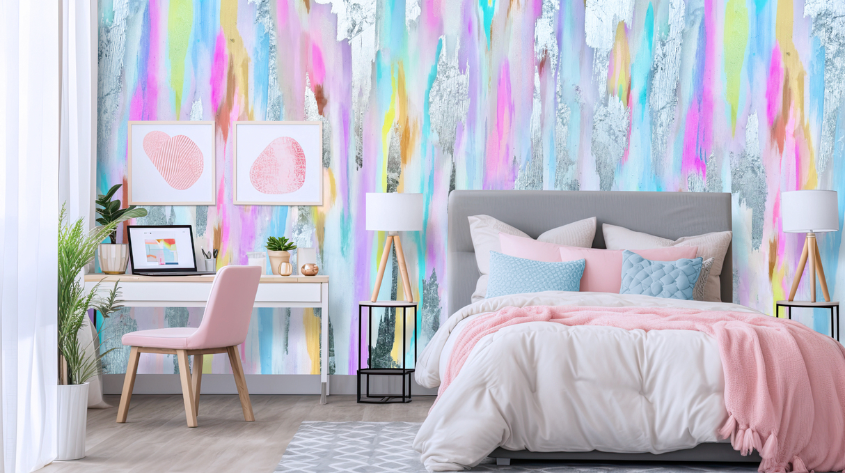 Vivian Ferne wallpaper, Wallpaper accent wall, playroom decor, kids room decor, nursery wallpaper, pink nursery, nursery wall art, teen room design, teen room decor, teen room inspo, vivian ferne review