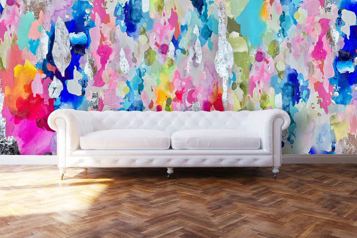 "Silver Sprinkles" Oversized Wall Mural