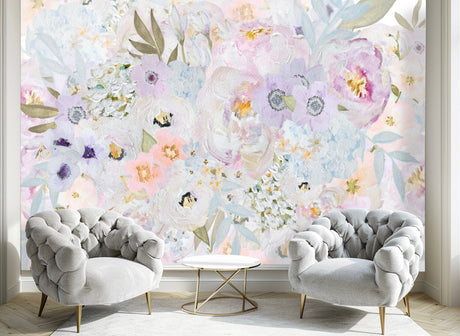 Custom Wallpaper - "Sweet Bouquet" - 9' Tall x 32' Wide - Peel & Stick