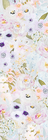 Floral pattern with pastel colors on a light blue background, home office wallpaper, home office decor, home office design, dining room wallpaper, kitchen wallpaper, cottage wallpaper, flower wallpaper