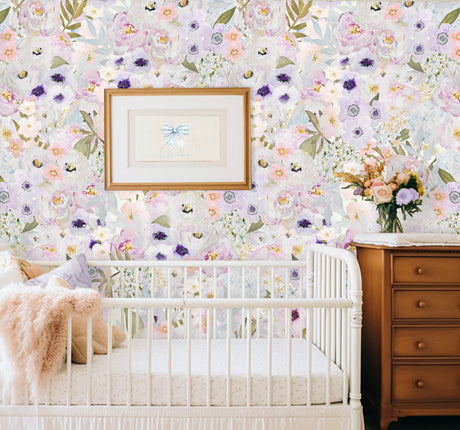 Custom Wallpaper - "Sweet Floral" - 9' Tall x 6' Wide - Peel & Stick